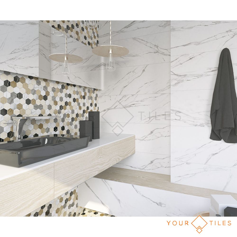 CUT TILE SAMPLE Snow Marble Matt Effect