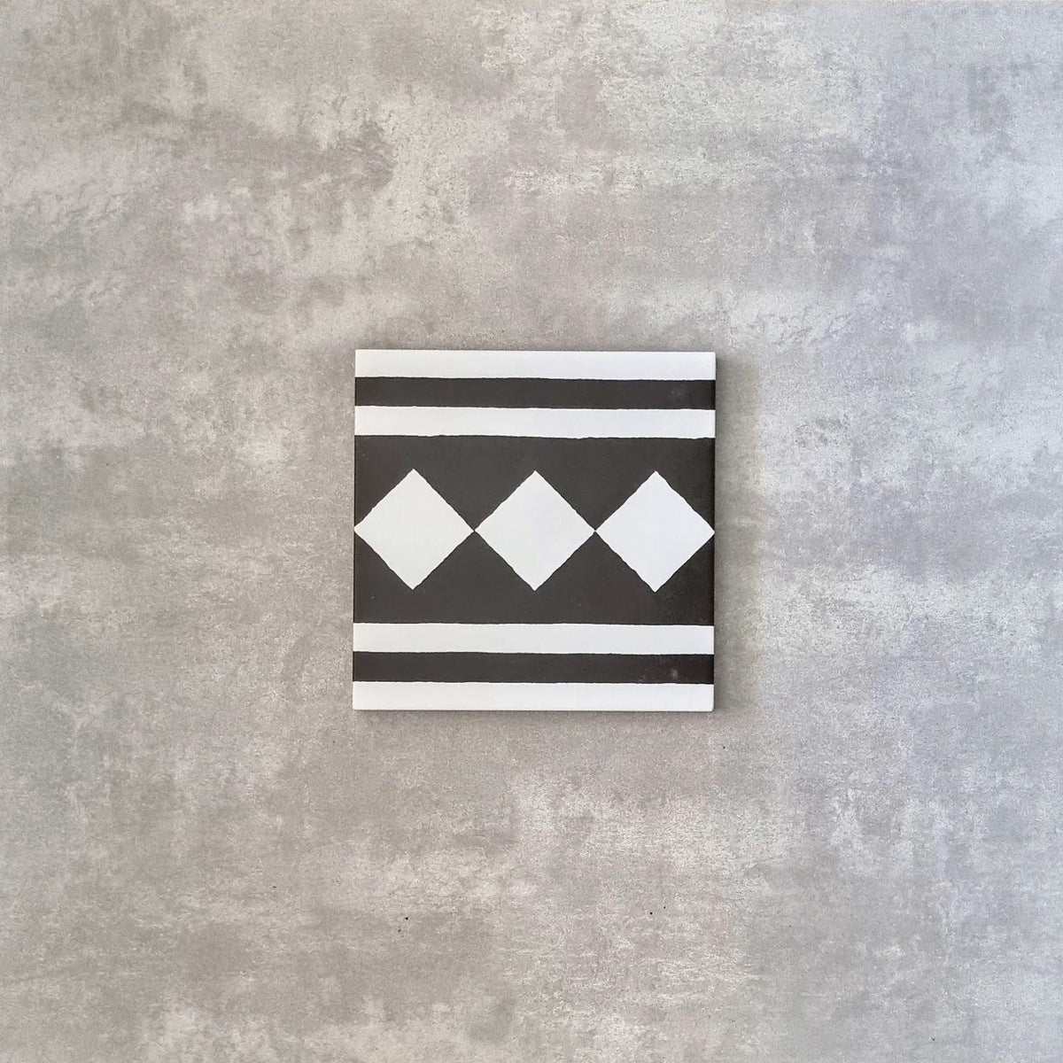 FULL TILE SAMPLE Richmond Black Manor & White Decor SIDE 20cm x 20cm