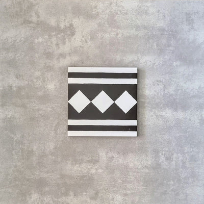 Richmond Black Manor & White Decor Side / Border Tiles 20 x 20cm
