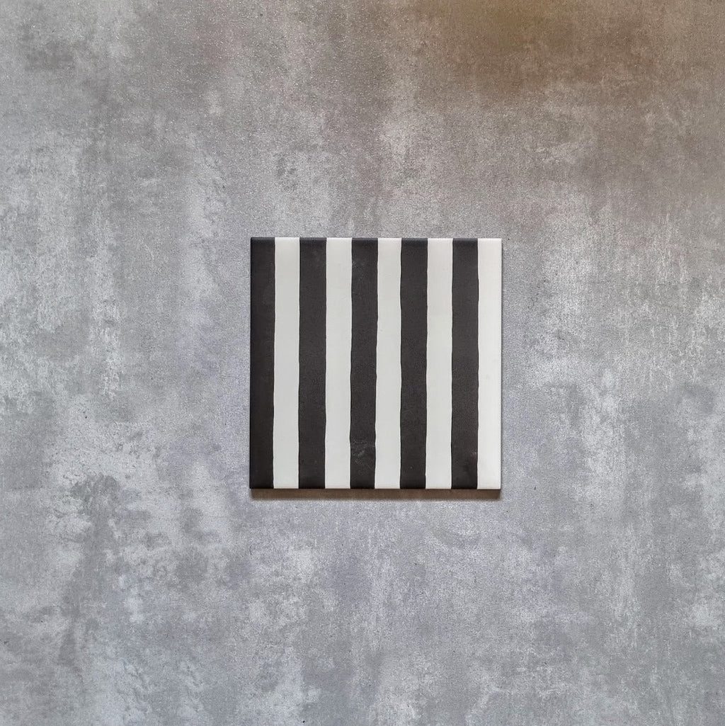 Pinstripes Black Striped Moroccan Tiles 20cm x 20cm