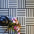 Pinstripes Black Striped Moroccan Tiles 20cm x 20cm