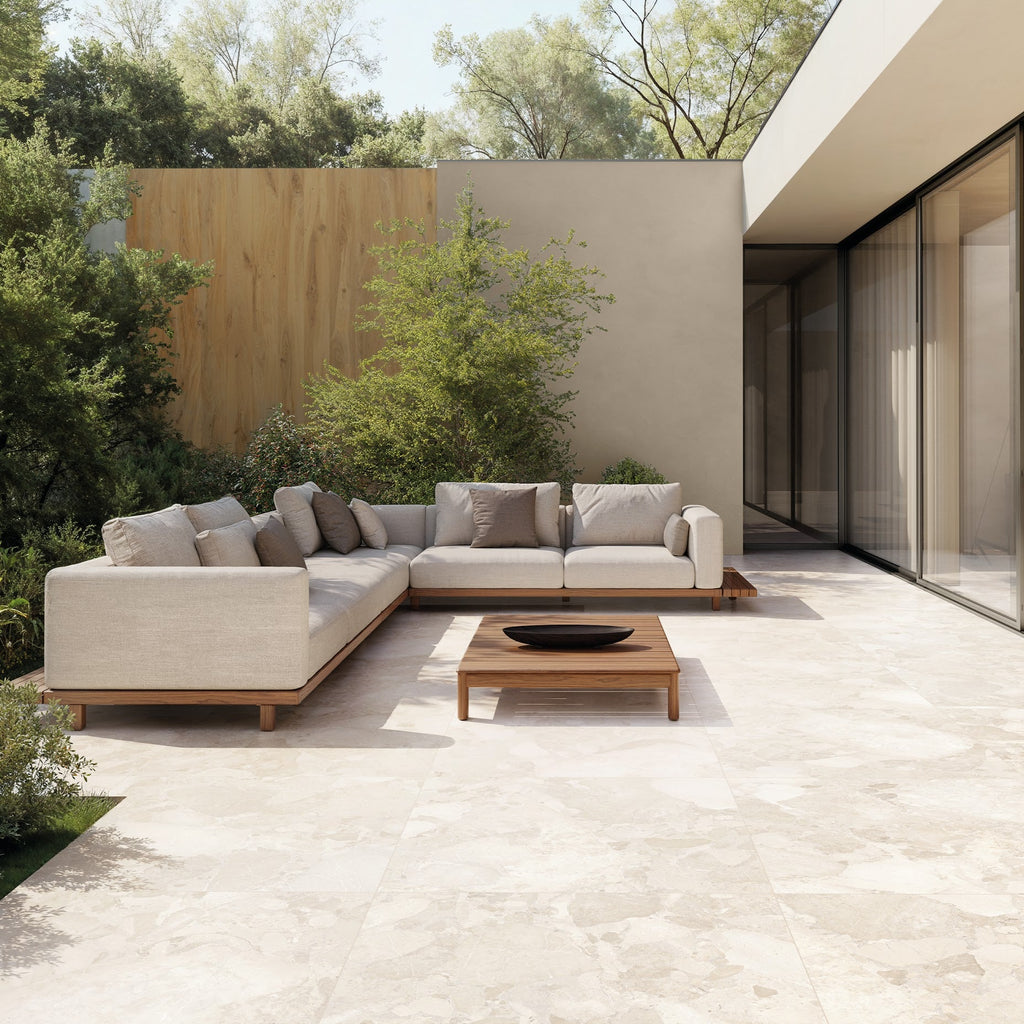 Riad Blanco Terrazzo 20mm thick | Outdoor Stone Tile Slabs | 100cm x 100cm