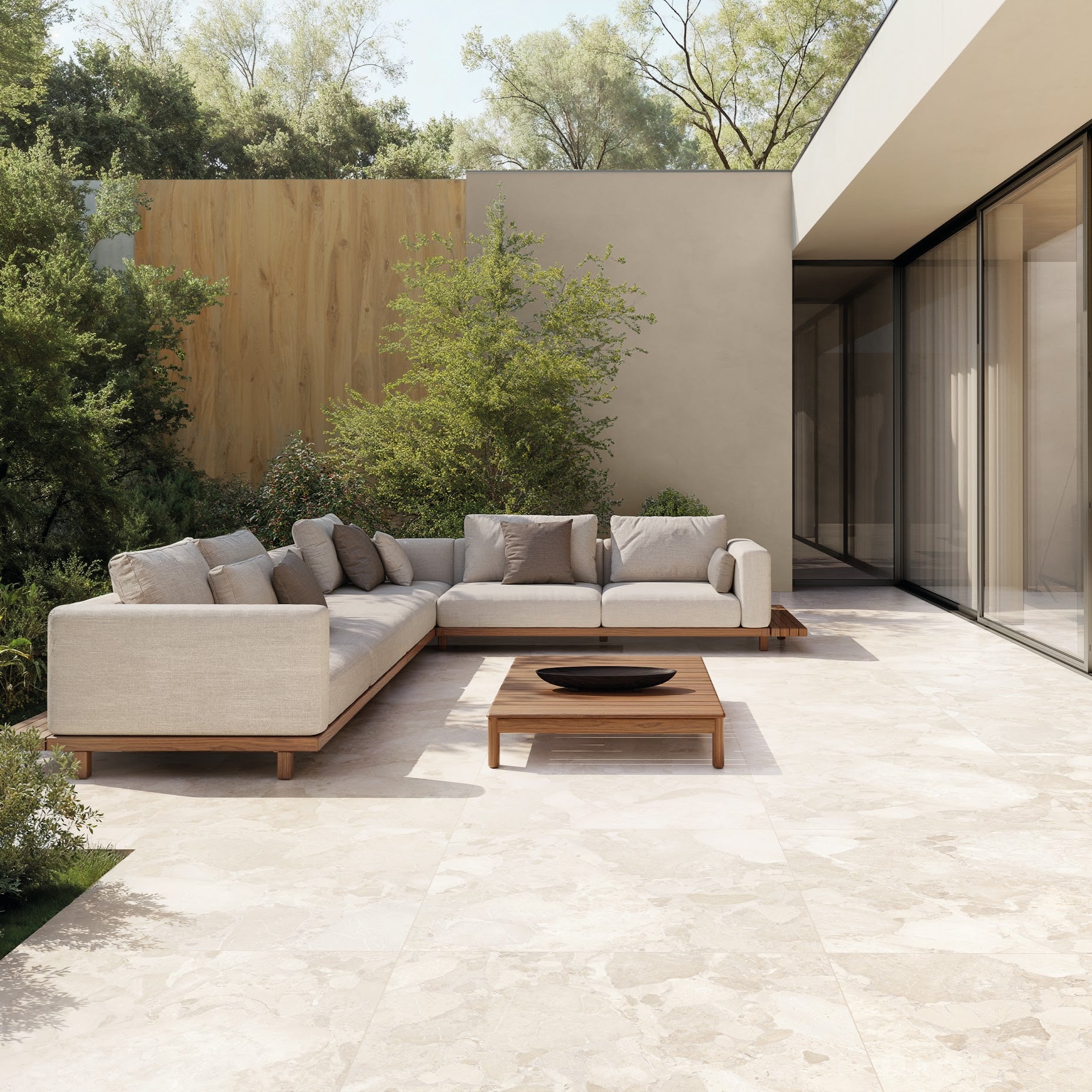 CUT TILE SAMPLE Riad Blanco Terrazzo 20mm thick | Outdoor Stone Tile Slabs | 100cm x 100cm