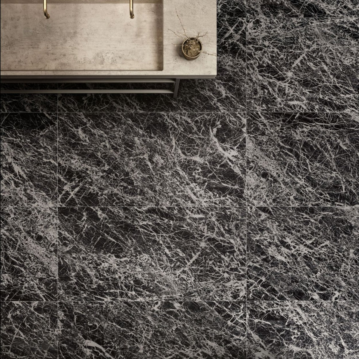 Valentino Glam Black Matt Marble Effect 60cm x 60cm