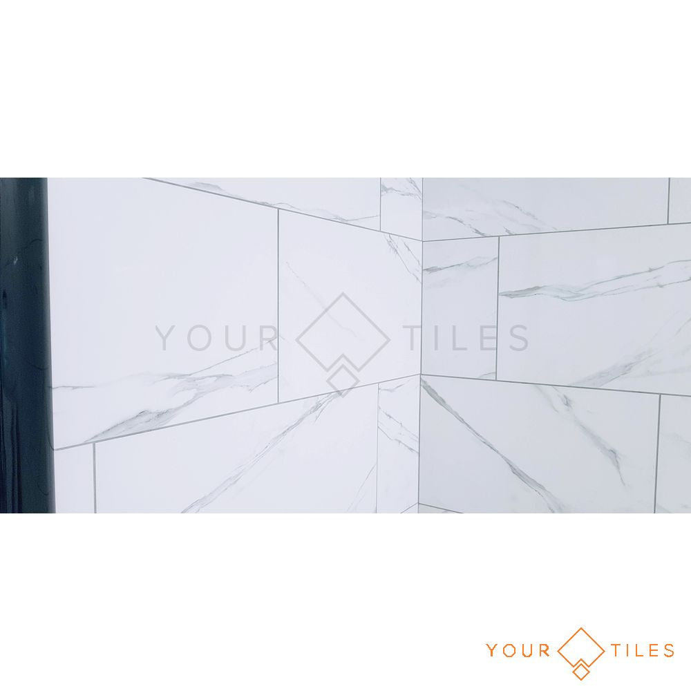 CUT TILE SAMPLE Snow Marble Gloss Effect