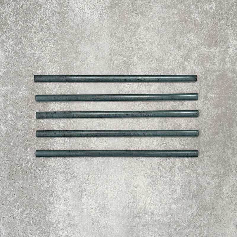 Allegra Blue Gloss pencil bullnose border ceramic tiles in a 1.2 × 30cm format, shown as a set to highlight the rich blue tones, glossy finish, smooth rounded edges and subtle handmade-style variation for decorative borders and trims.