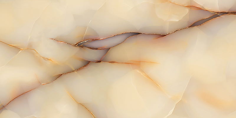 Close-up of Anastasia Miele Onyx Matt 60 × 120cm stone effect tile, featuring warm honey and cream tones with soft flowing veining, creating a natural, layered appearance with a smooth matt finish.