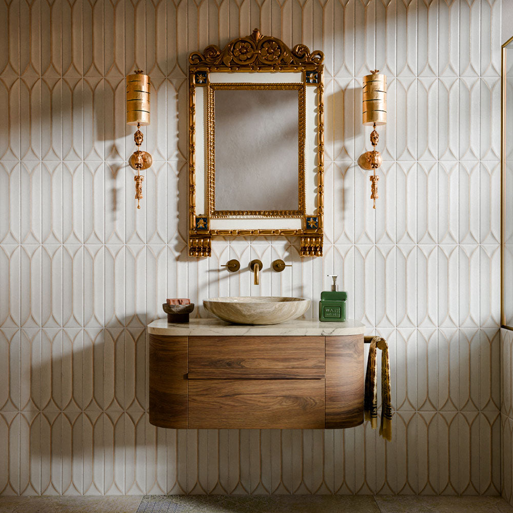 Baroque Decor Vanilla Porcelain Wall Tiles 9.1cm x 37.5cm