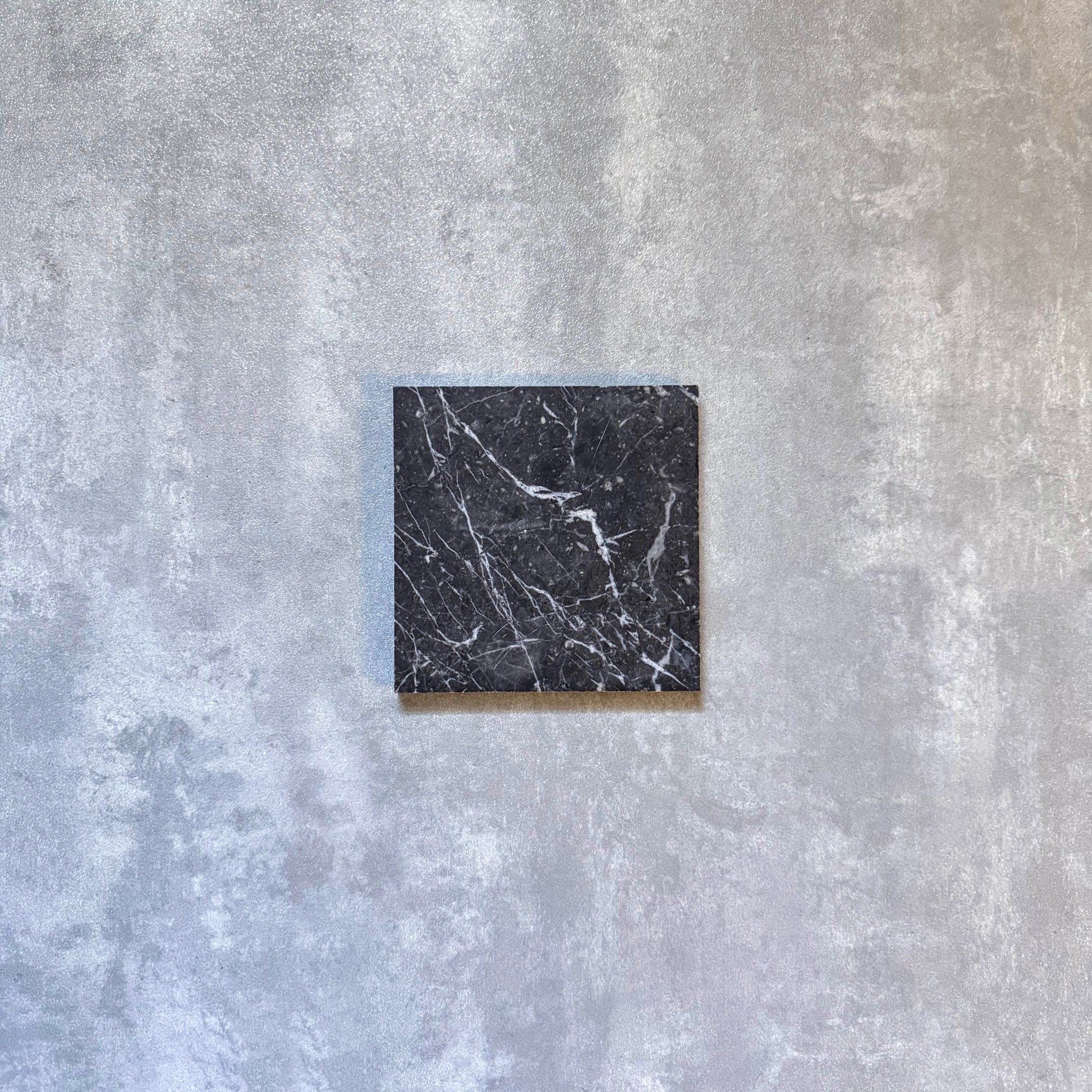 FULL TILE SAMPLE | Fayrouz Honed Black Marble | 15.2cm x 15.2cm