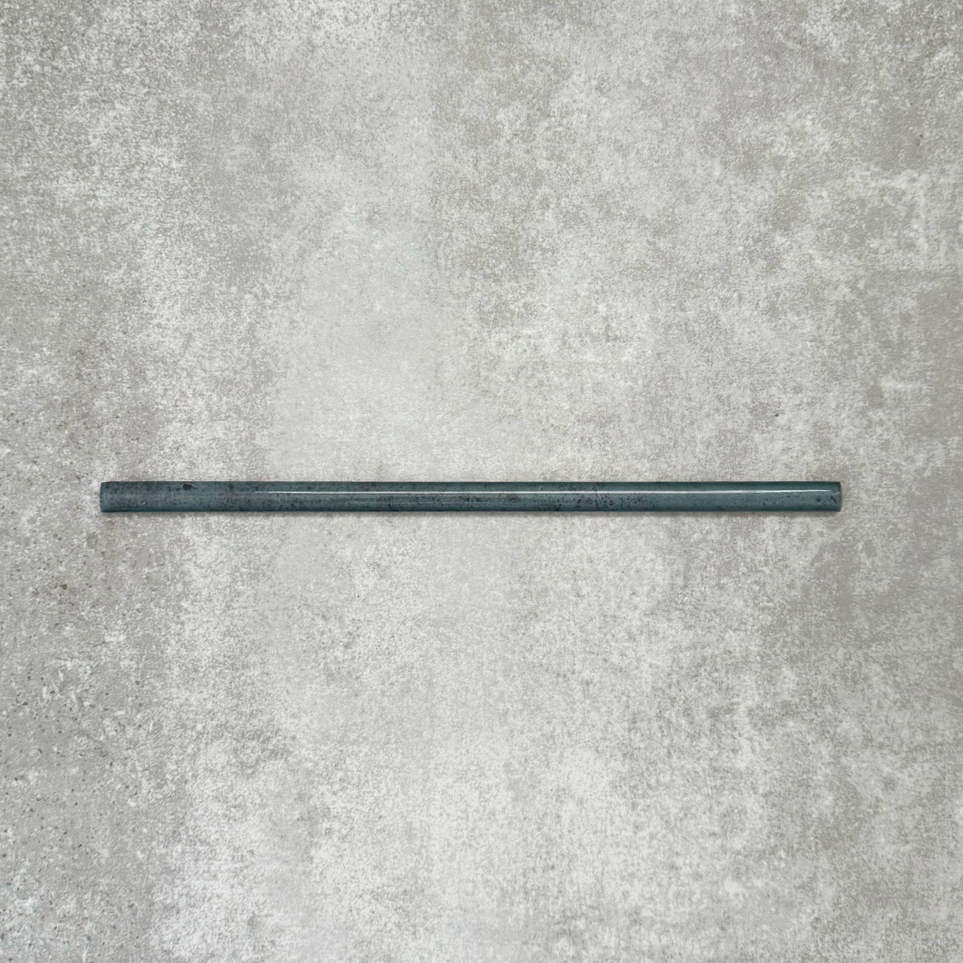 FULL BULLNOSE SAMPLE Allegra Blue Gloss Pencil Bullnose Border Tile 1.2cm x 30cm