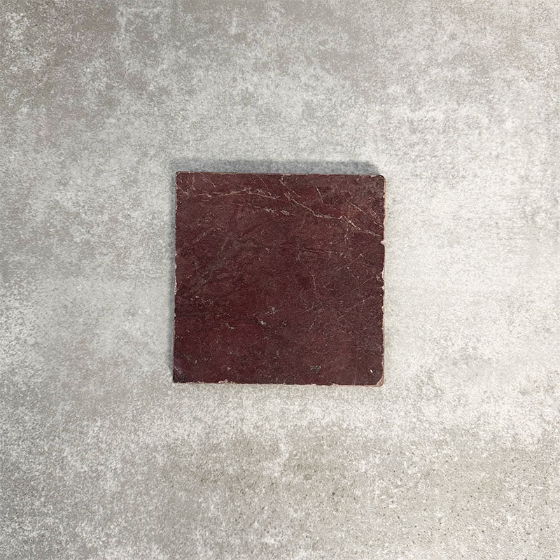 FULL TILE SAMPLE | Fayrouz Tumbled Burgundy Red Marble | 15.2cm x 15.2cm