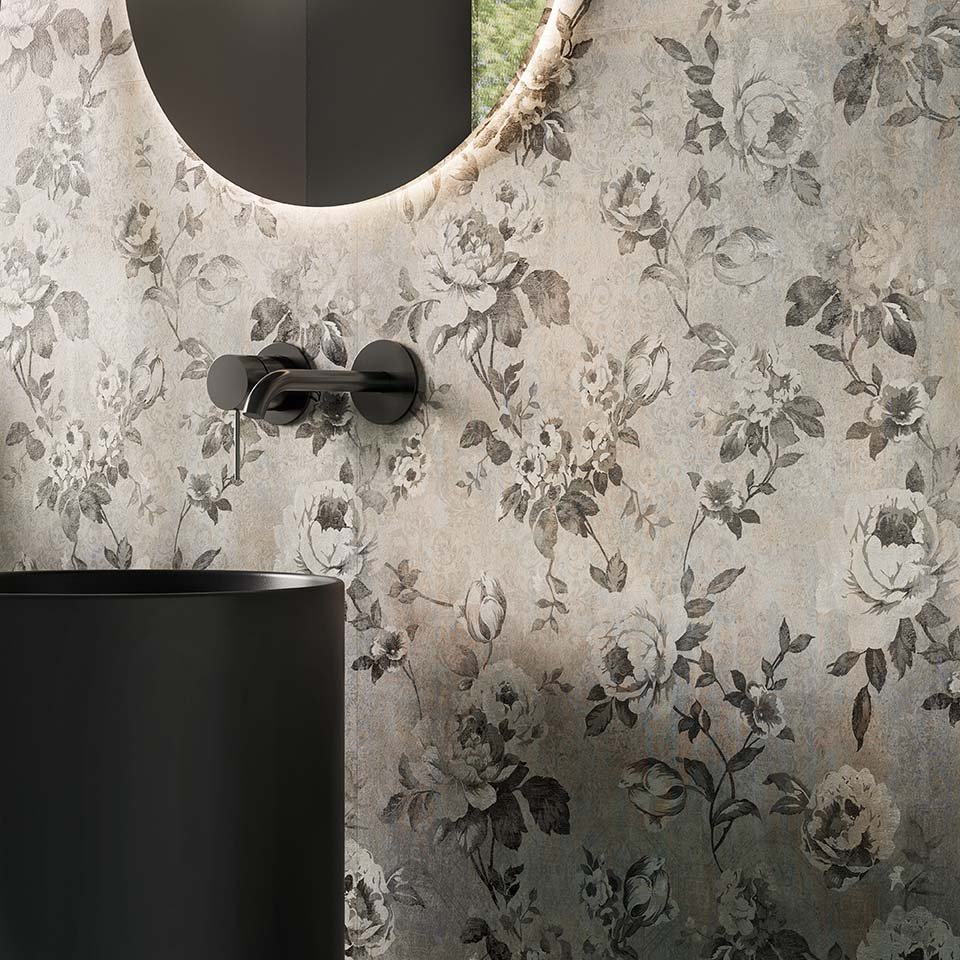 Kiln Light Roses Decor Metallic Wall and floor Tiles 60cm x 120cm