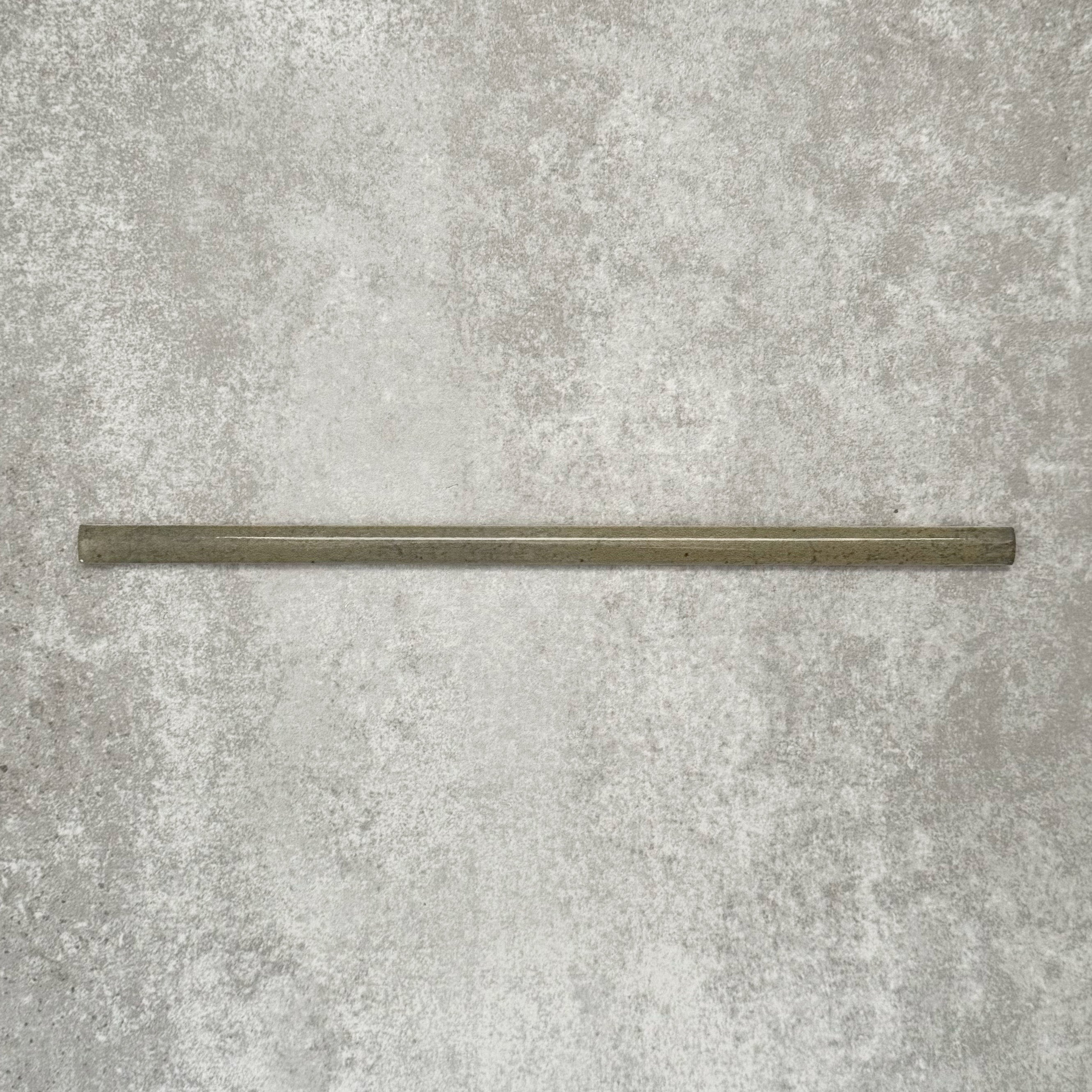 FULL BULLNOSE SAMPLE Allegra Daisy Green Gloss Pencil Bullnose Border Tile 1.2cm x 30cm