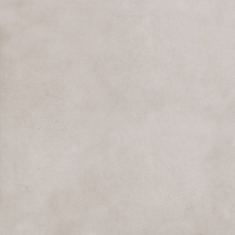 Close-up of Etna Pearl Matt 60 × 60cm porcelain tile, showcasing a soft warm grey tone with subtle tonal variation and a smooth matt finish for a clean, contemporary look.