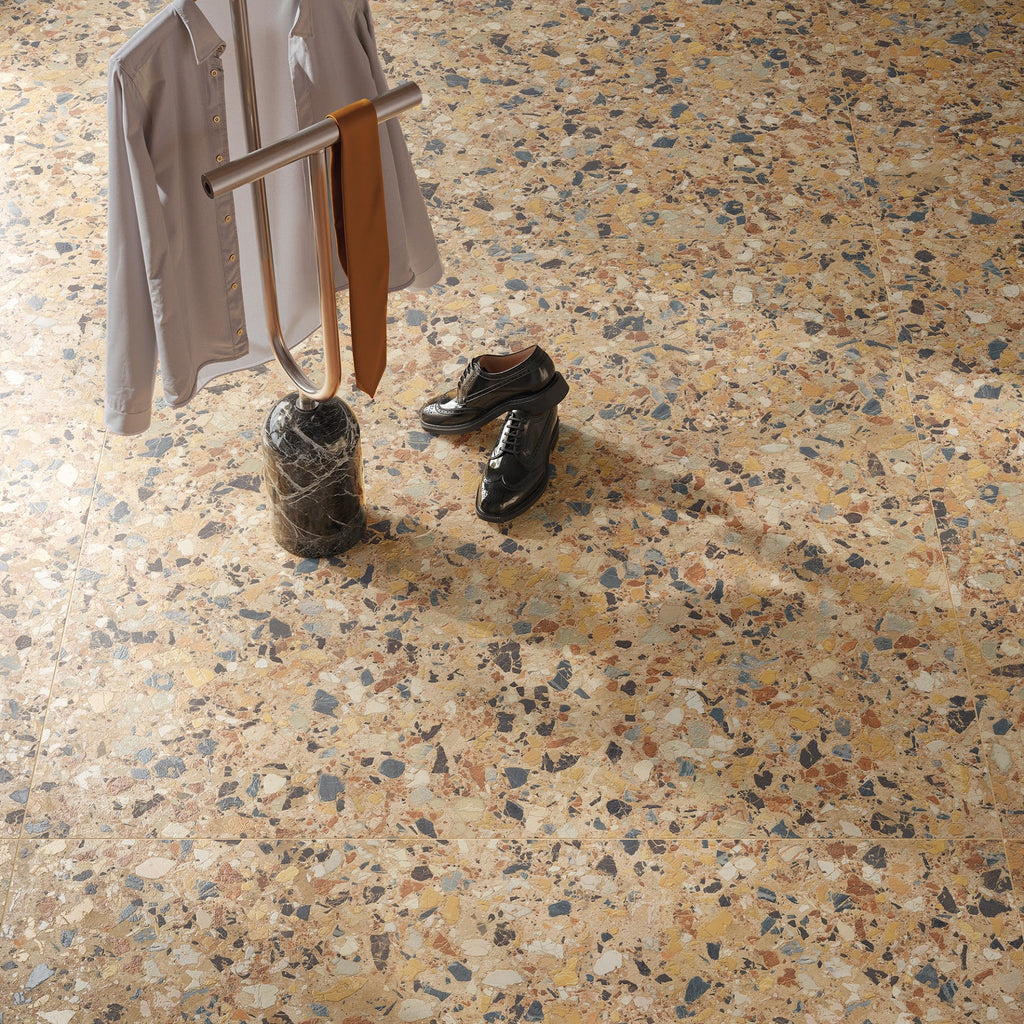 Stuzzi Amber Classical Terrazzo Style 4d Brushed Finish Tiles 60cm x 120cm