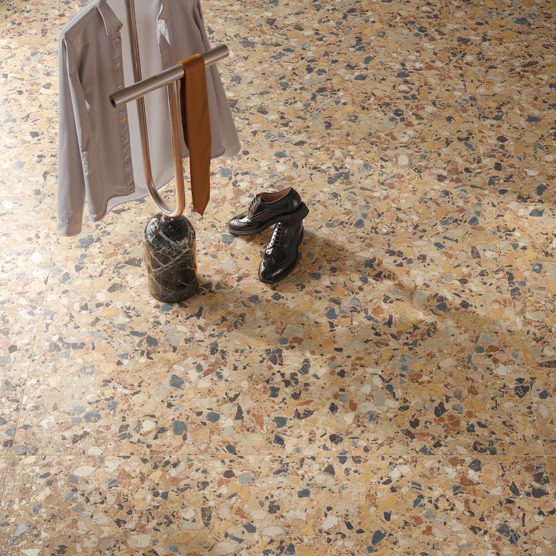 Stuzzi Amber Classical Terrazzo Style 4d Brushed Finish Tiles 60cm x 120cm