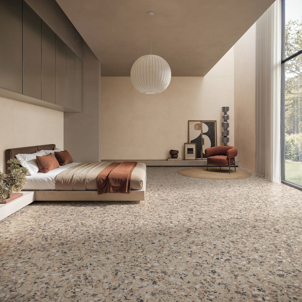 Stuzzi Dolmia Classical Terrazzo Style 4d Brushed Finish Tiles 60cm x 60cm