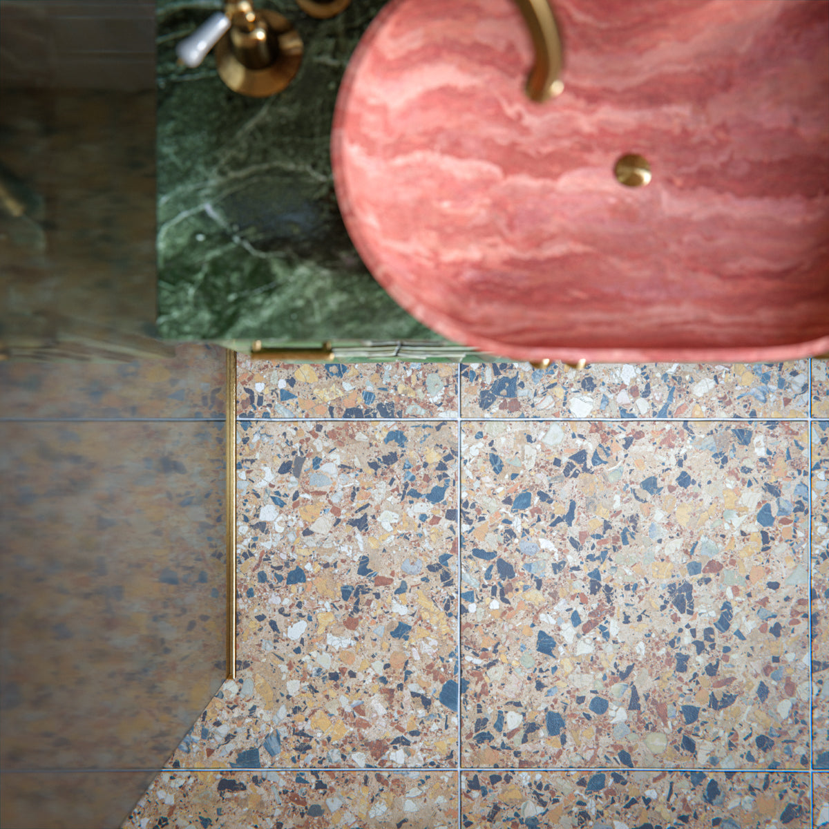 Stuzzi Amber Classical Terrazzo Style 4d Brushed Finish Tiles 60cm x 60cm