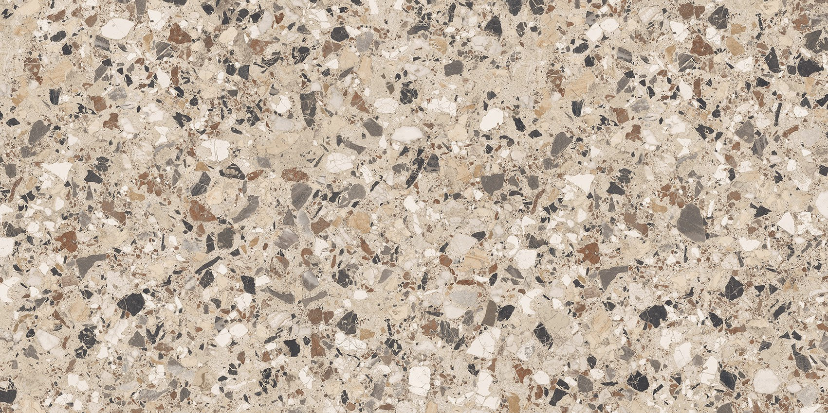Stuzzi Dolmia Classical Terrazzo Style 4d Brushed Finish Tiles 60cm x 120cm CUT TILE SAMPLE