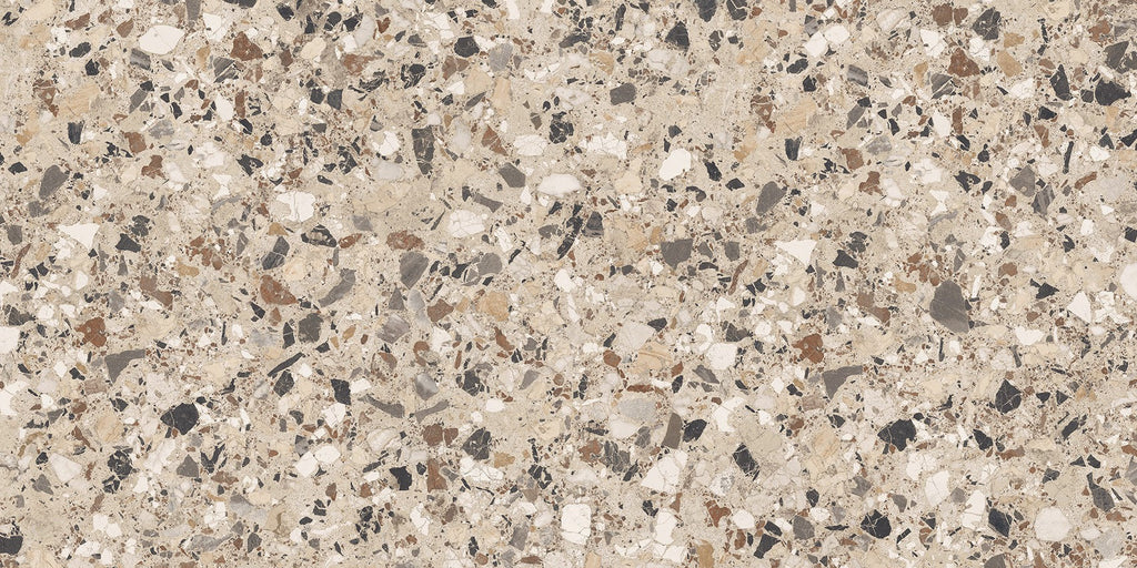 Stuzzi Dolmia Classical Terrazzo Style 4d Brushed Finish Tiles 60cm x 120cm