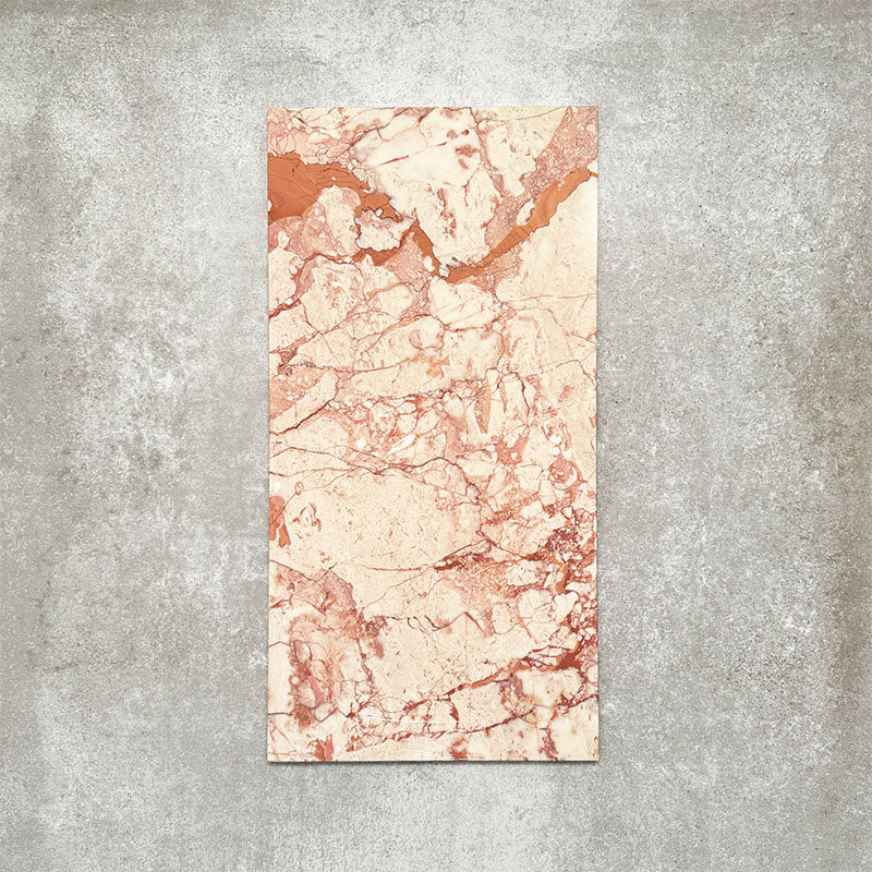 Fayrouz Sylvester Pink honed natural marble tiles in a 30.5cm x 61cm format, showcasing natural variation with soft blush pink, cream and warm terracotta veining for a luxurious, timeless natural stone finish.