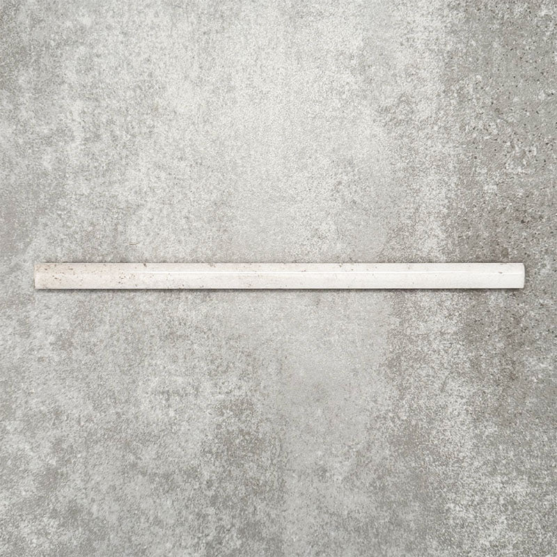 Foundry Chalk White 1.5x30cm gloss pencil bullnose border tile featuring a handcrafted-style finish with soft tonal variation, designed for decorative edging and refined finishing details in contemporary wall tile installations.