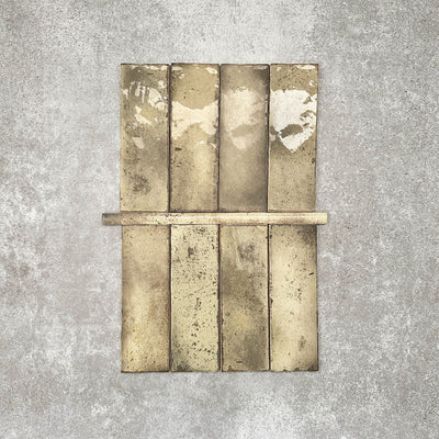 Foundry Moss Green 1.5x30cm gloss pencil bullnose border tile featuring a handcrafted-style finish with earthy olive and stone-toned variation, designed for decorative edging and refined finishing details in wall tile installations.