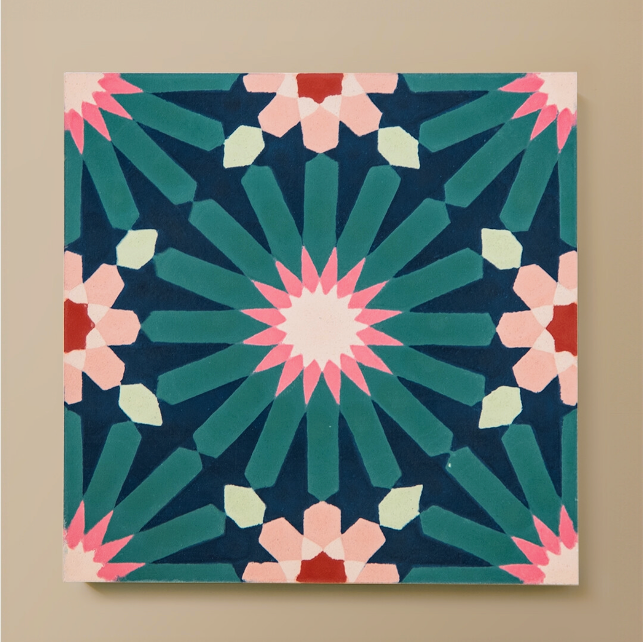 FULL TILE SAMPLE Fez Festival Blue Moroccan Pattern Tile 20cm x 20cm