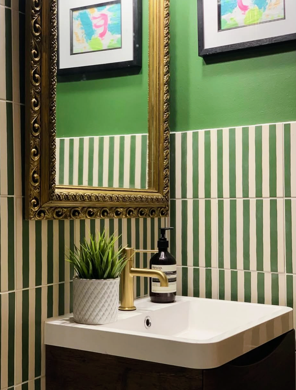 Pinstripes Green Tile Indoor & Outdoor Tiles 20cm x 20cm