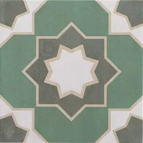 CUT TILE SAMPLE Karikoy Olive Green Patterned Tiles 33cm x 33cm