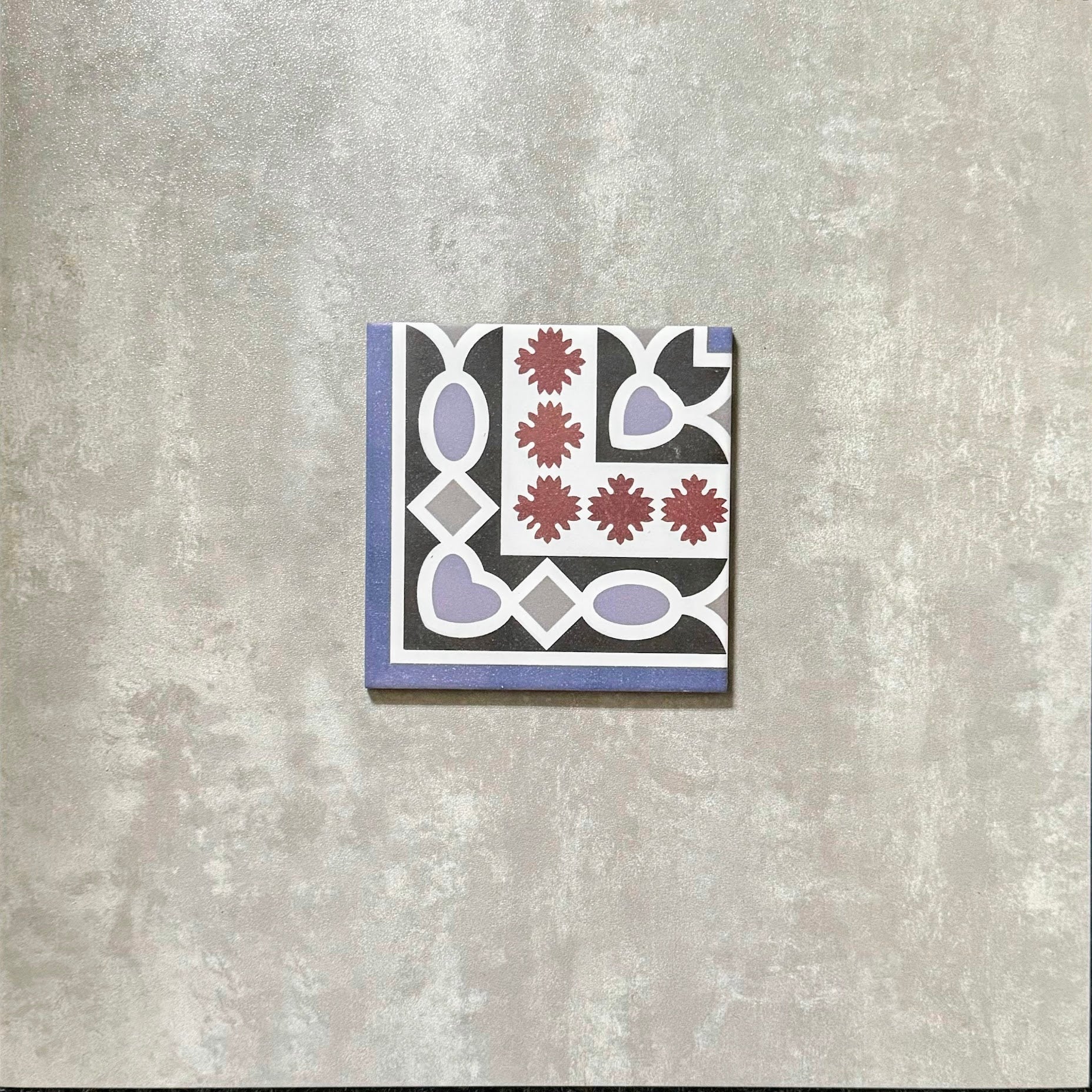 FULL TILE SAMPLE Imperial Victorian Blue Mini Tiles | Corner Tile | 15cm x 15cm