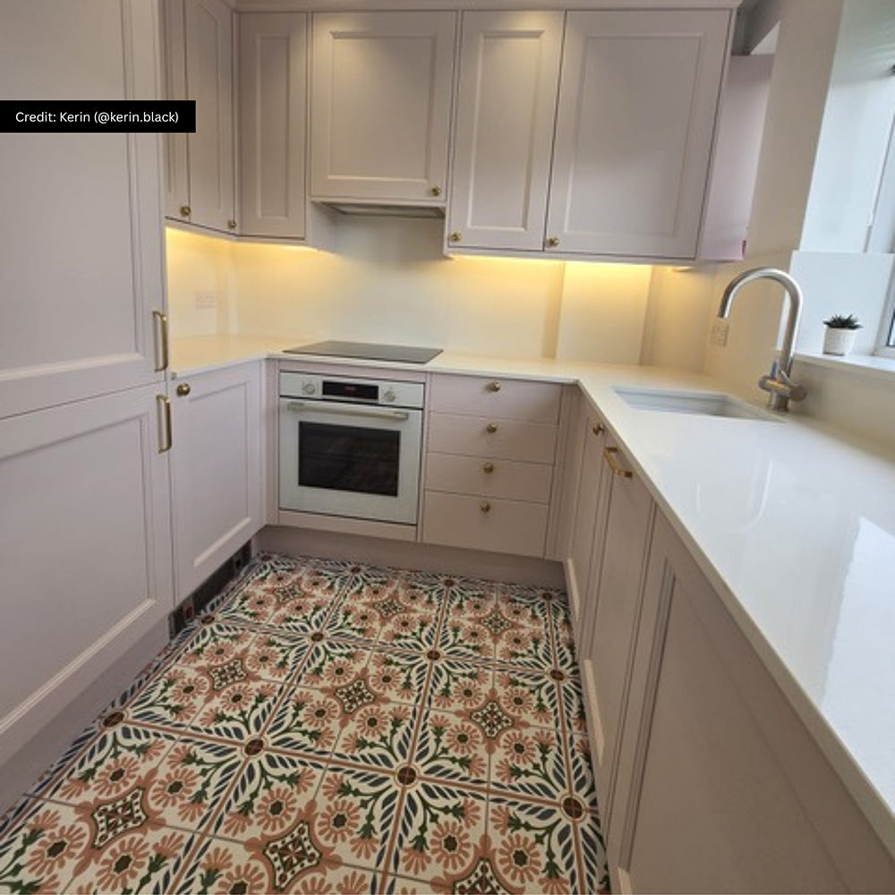 Jardin Rose Moroccan Pattern Tile  20cm x 20cm