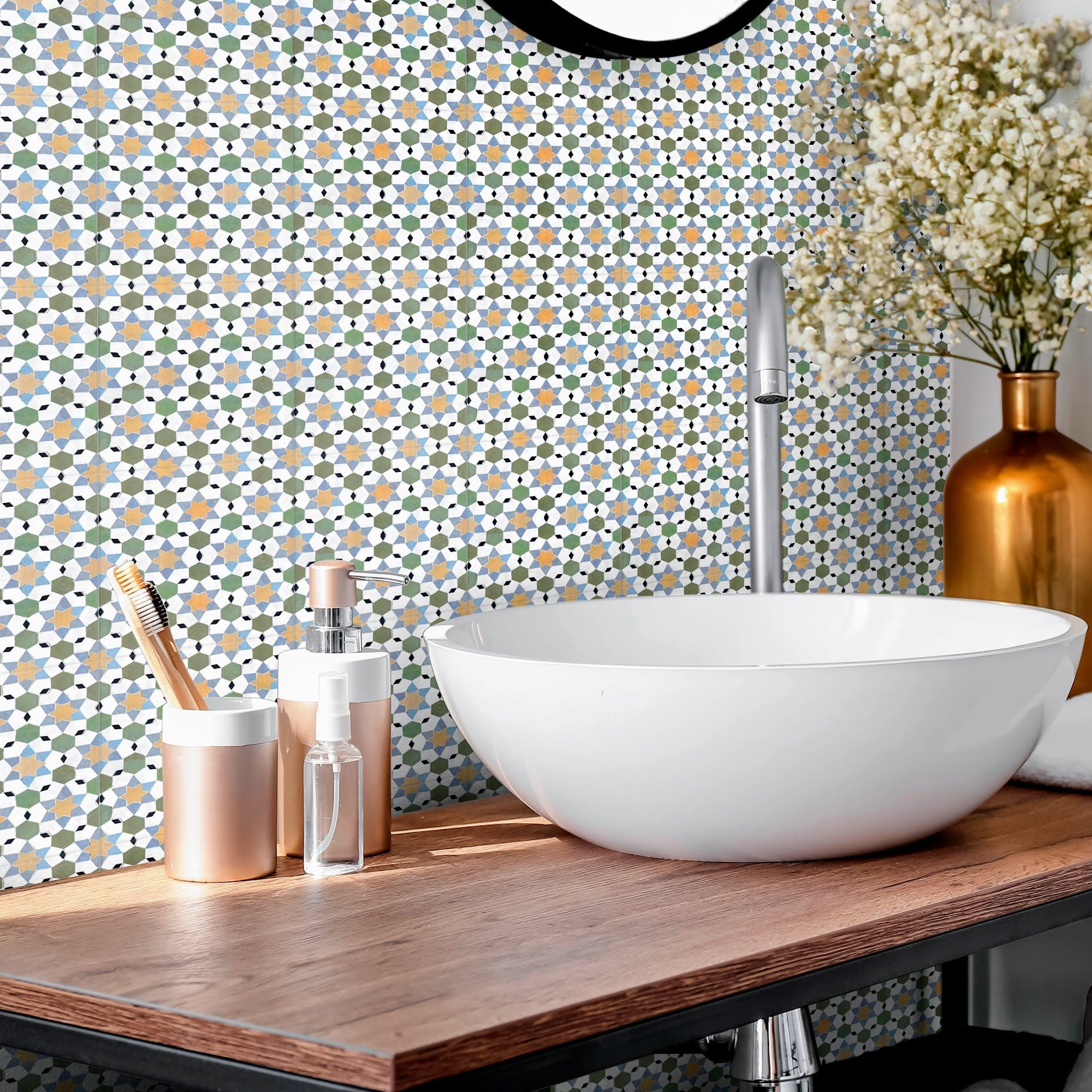 Meknes Boreal Mini Moroccan Porcelain Wall Floor Tile 15cm x 15cm ...