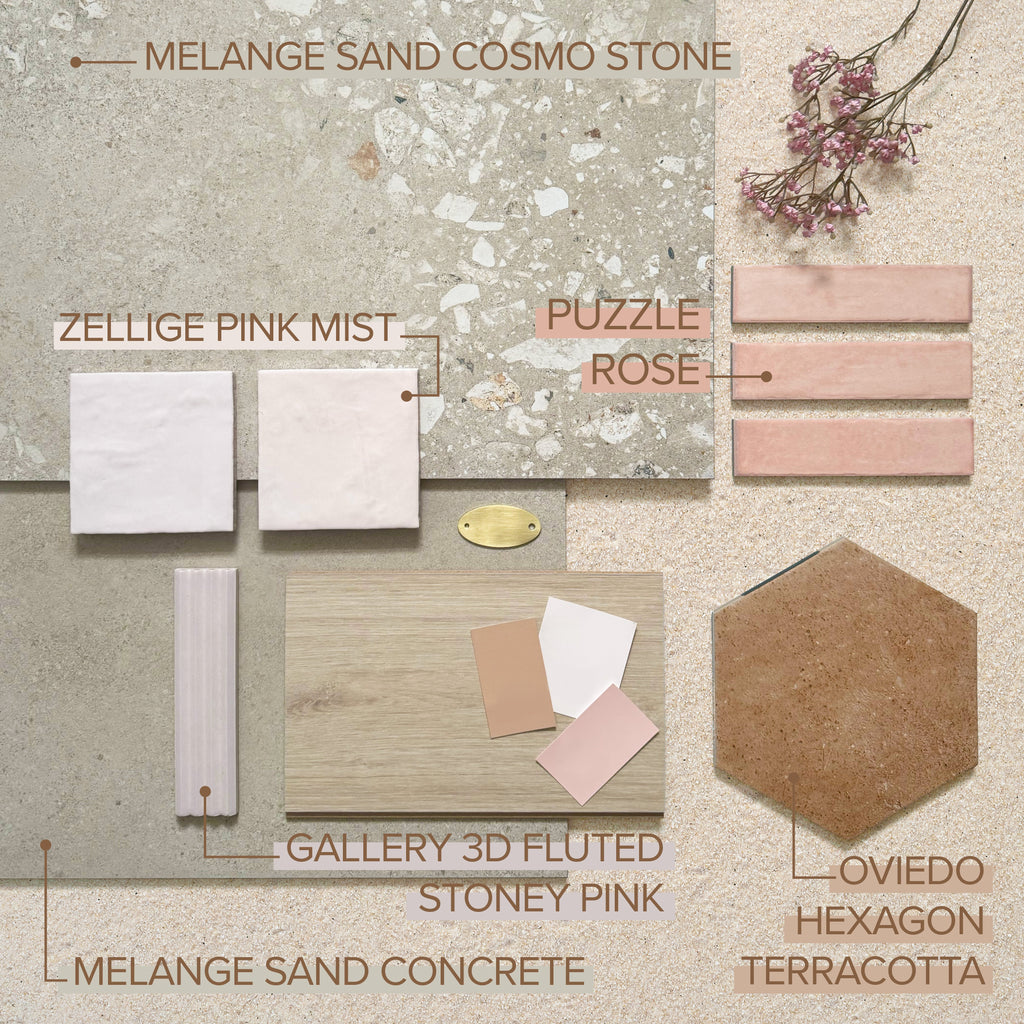 Gallery 3D Fluted DECOR Tile Stony Pink Matt 5cm x 20cm