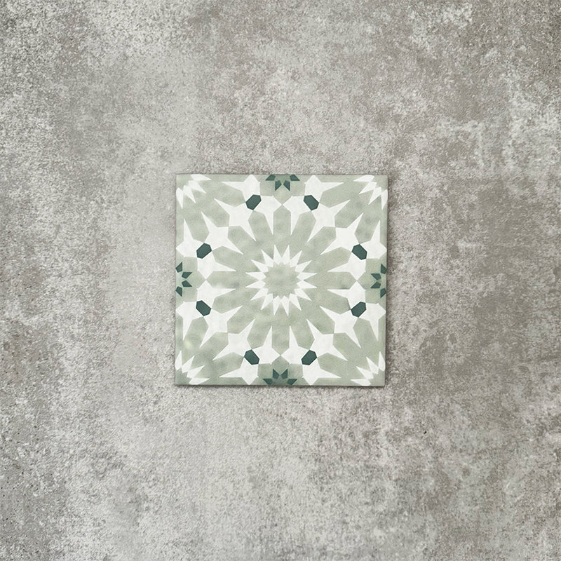 FULL TILE SAMPLE Fez MINI Jade Green Moroccan Pattern Tile 15cm x 15cm