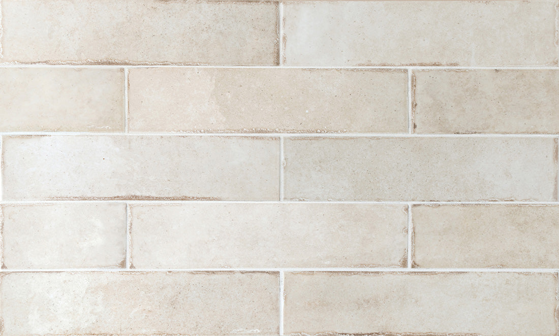 FULL TILE SAMPLE Nomad Oatmeal Brick Industrial Style Wall Tiles | 6cm x 24.6cm