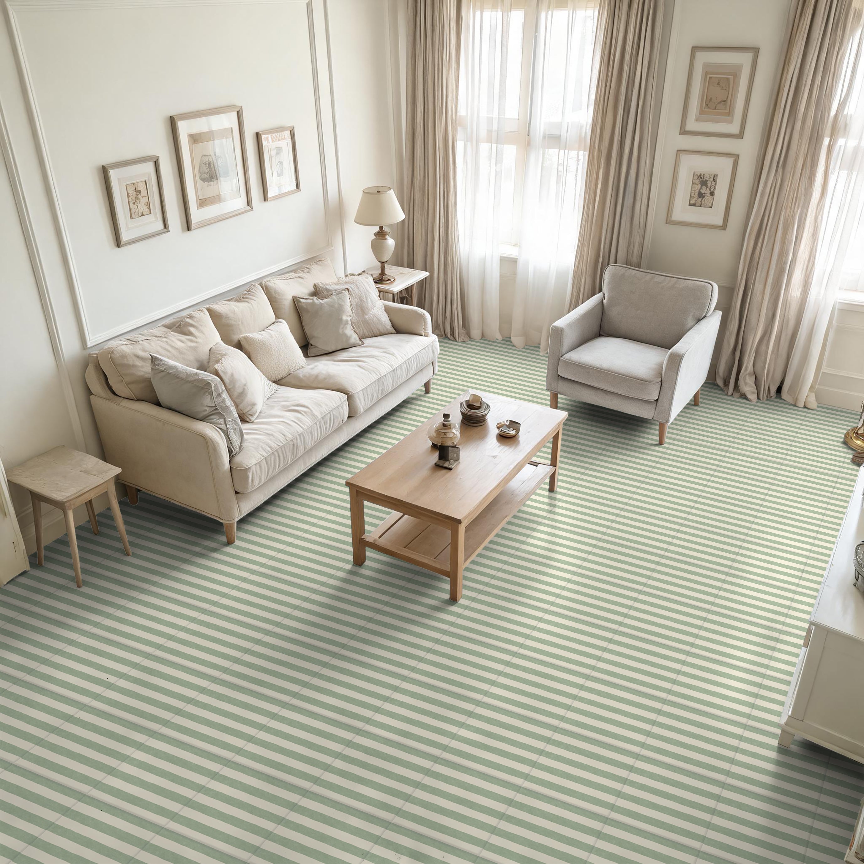 Pinstripes JADE Green Tile | Indoor & Outdoor Tiles | 20cm x 20cm FULL TILE SAMPLE