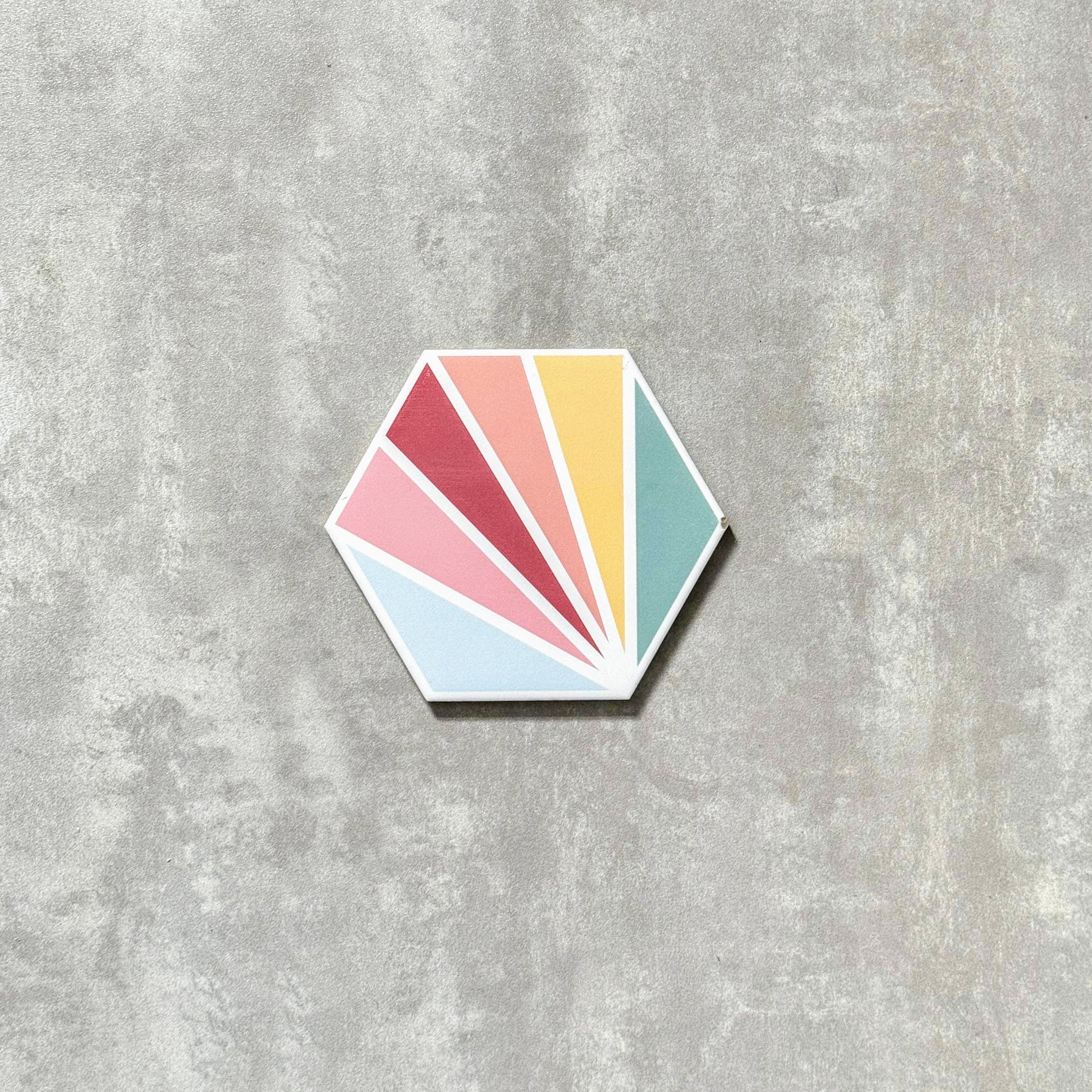 FULL TILE SAMPLE Rainbow Colours Hexagon Tiles
