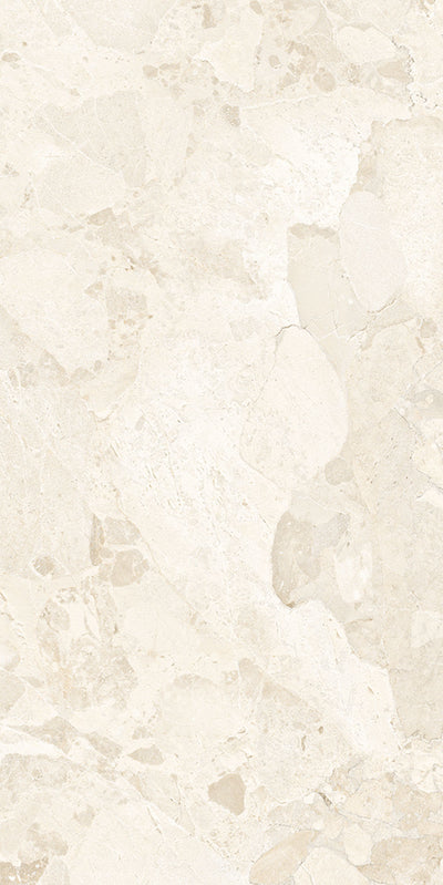 Close-up of Riad Blanco Sassi Stone 30x60cm stone-effect wall and floor tile, featuring soft cream and ivory tones with natural stone-inspired veining and subtle texture for a timeless, elegant finish.
