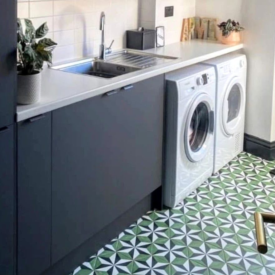 Babylon Starburst Hexagon Green Tiles 18.7cm x 21.6cm