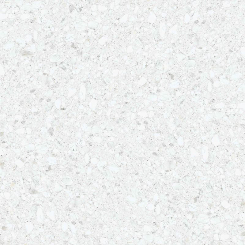 Shards Blanco 3D Terrazzo 60x120cm porcelain tile, featuring a bright white terrazzo effect design with varied stone fragments, soft grey detailing and a subtle textured finish for contemporary wall and floor installations.