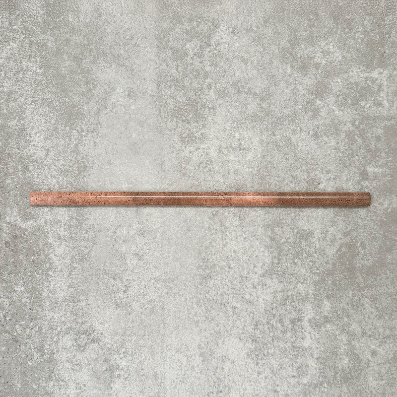 Allegra Tusk Pink Gloss pencil bullnose border ceramic tile in a 1.2 × 30cm format, featuring warm pink tones, a glossy finish and smooth rounded edge for clean tile edging and decorative borders.
