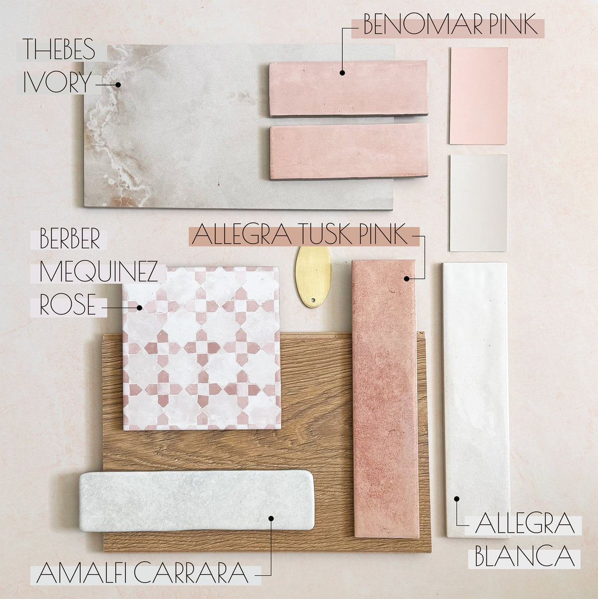 Allegra Pink Tusk | Gloss Brick Tile | 6cm x 25cm