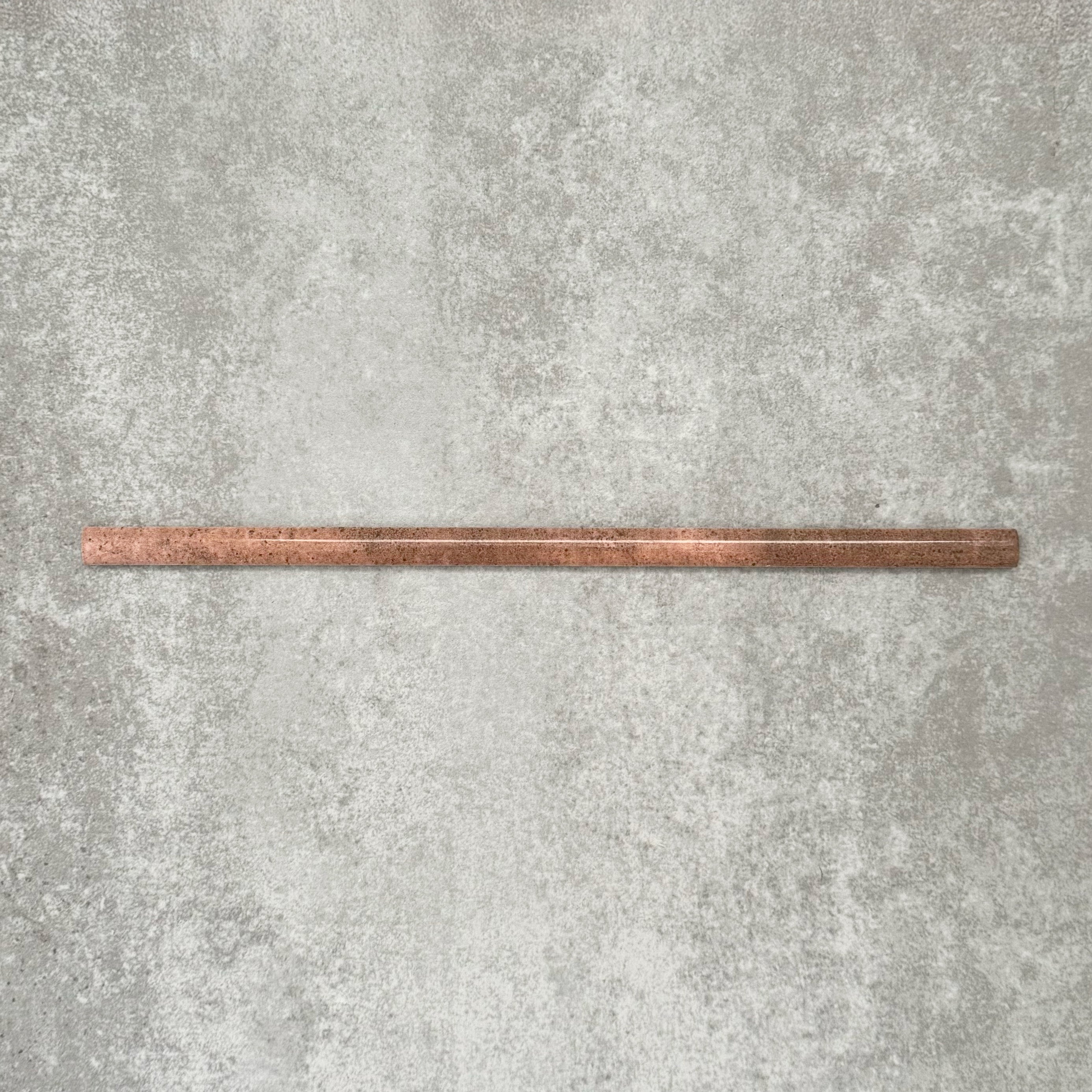 FULL BULLNOSE SAMPLE Allegra Tusk Pink Gloss Pencil Bullnose Border Tile 1.2cm x 30cm