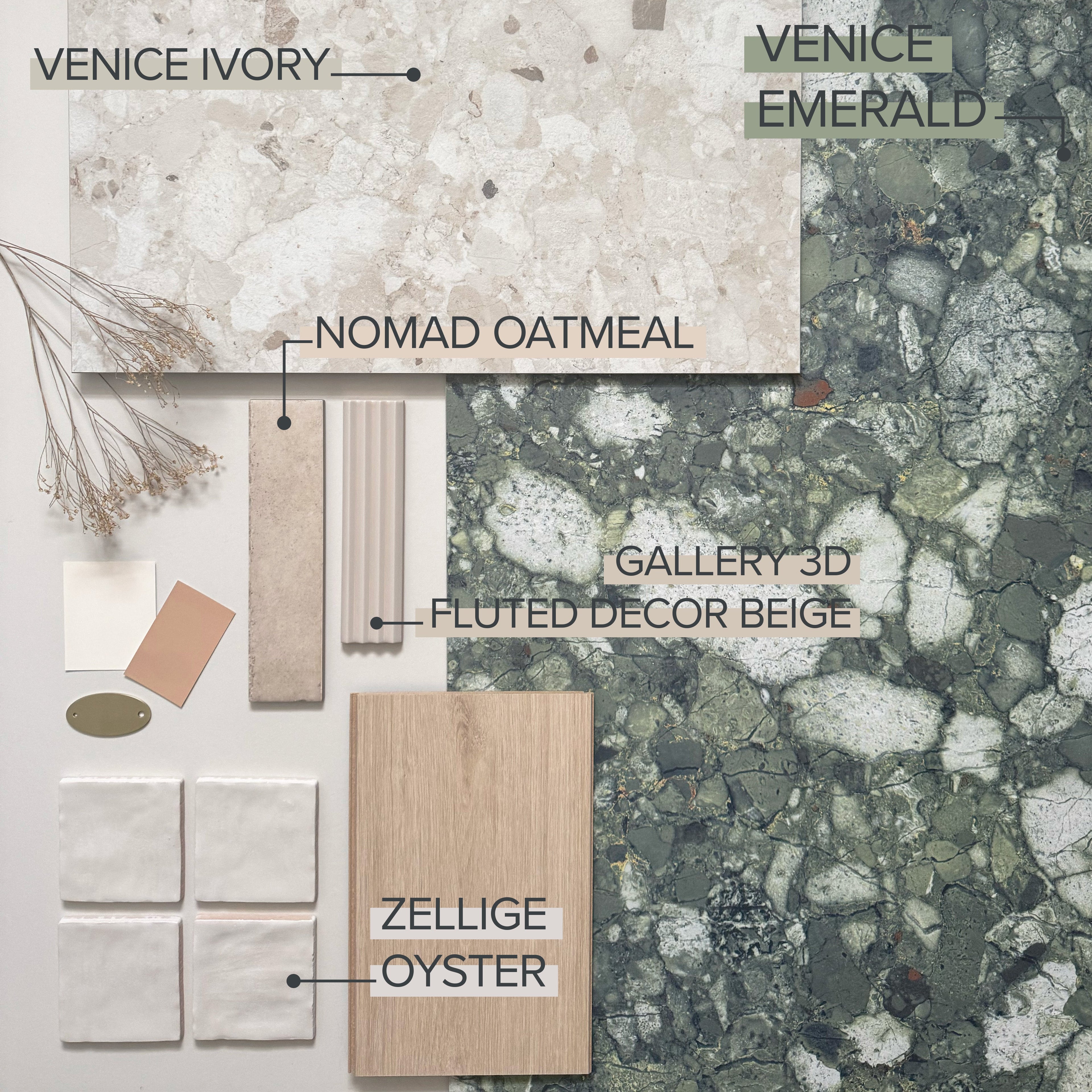 Venice Emerald Matt Terrazzo Tile Green Tiles 60cm x 120cm