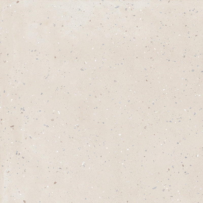 Close-up of Verona Micro Sand concrete effect porcelain tile featuring a warm sand-coloured surface with subtle terrazzo-inspired flecks and a contemporary matt finish, ideal for modern walls and floors.