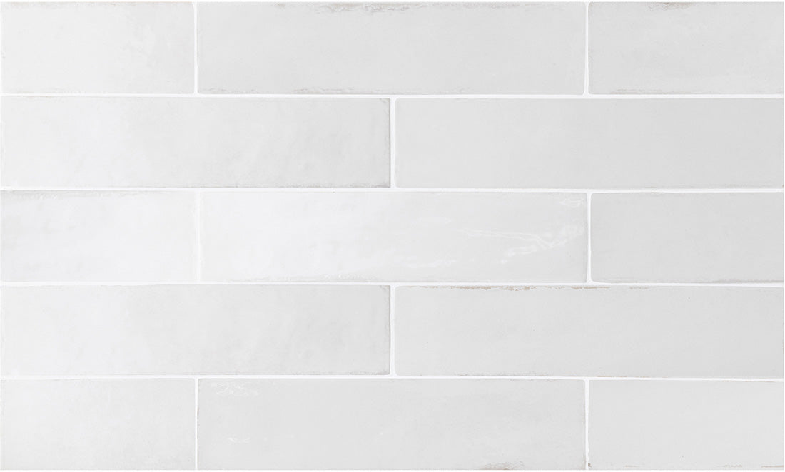 FULL TILE SAMPLE Nomad White Brick Industrial Style Wall Tiles | 6cm x 24.6cm