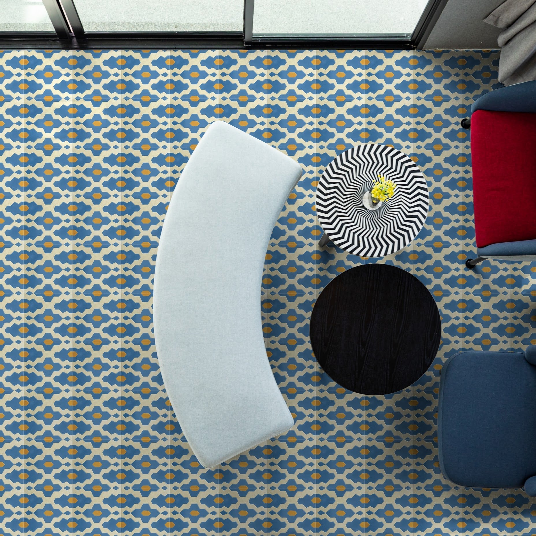 Kasbah Zafi Mustard Azure Moroccan Tile 20cm x 20cm