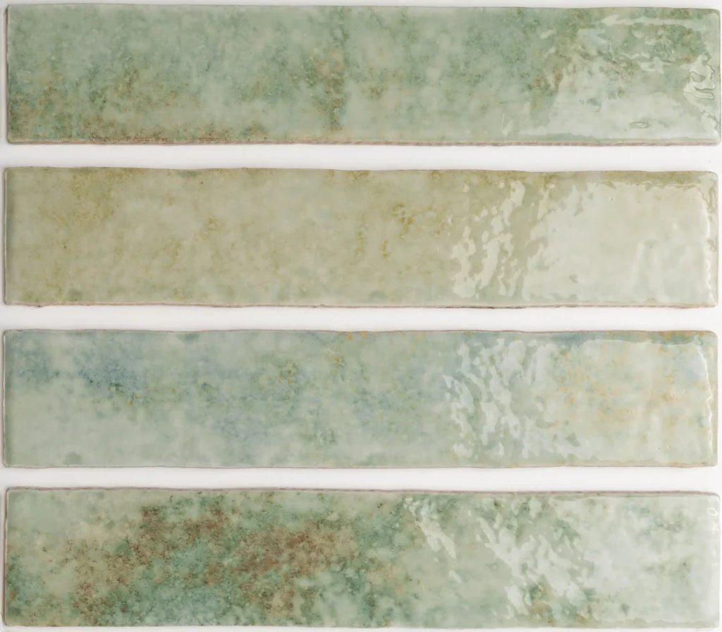 Pottery Brick Tile | Agave Green | Wall Tile | 5cm x 25cm | FULL TILE SAMPLE
