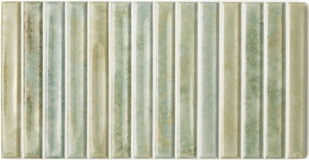 Pottery DECOR Tile | Agave Green | Wall Tile | 5cm x 25cm | CUT TILE SAMPLE
